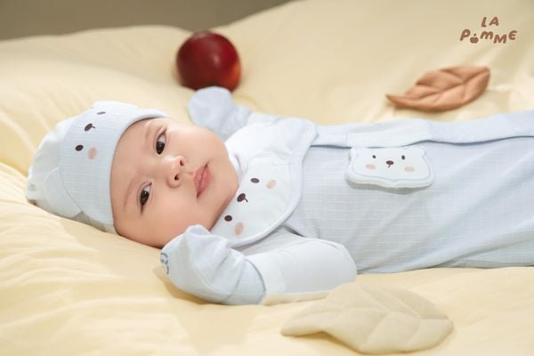  Set bao tay bao chân La Pomme gấu nhỏ yêu màu xanh 