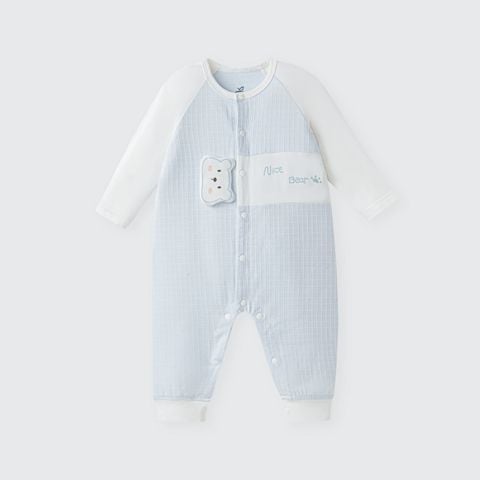  Body dài tay La Pomme gấu nhỏ yêu màu xanh 