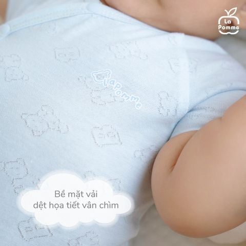  Body chip cộc tay La Pomme dệt vân chìm gấu nhỏ 