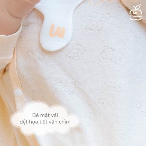  Body chip cộc tay La Pomme dệt vân chìm gấu nhỏ 