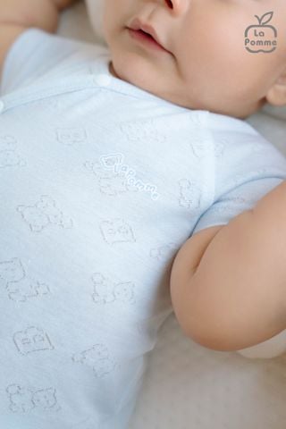  Body chip cộc tay La Pomme dệt vân chìm gấu nhỏ 