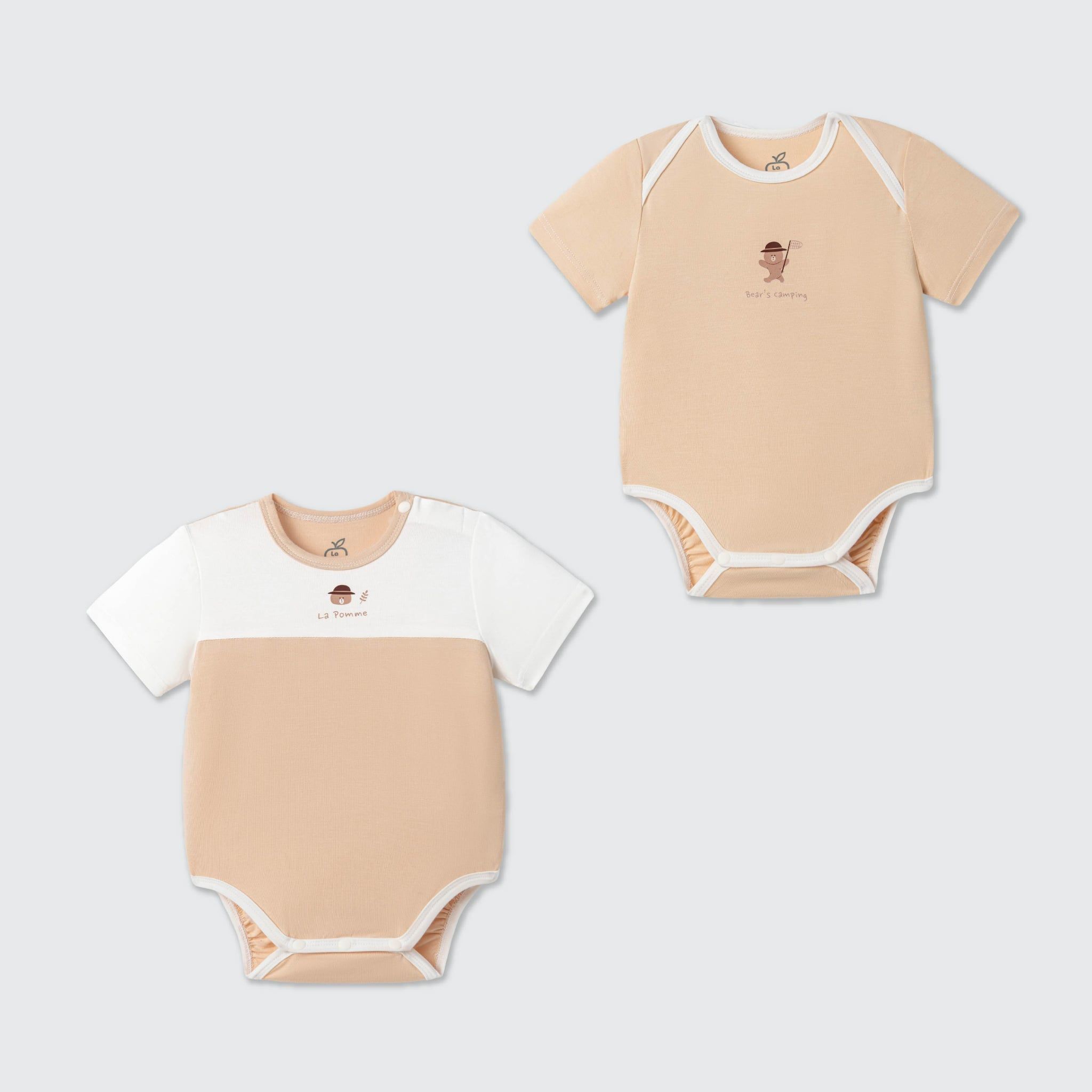  Set 2 Body chip cộc tay La Pomme cắm trại cùng gấu nâu 