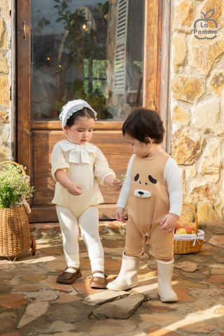  Set bộ yếm rời kèm áo dài tay La Pomme cún con tinh nghịch 