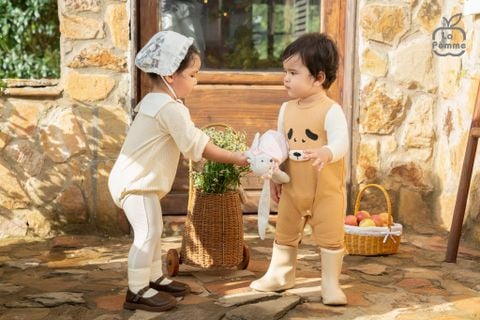  Set bộ yếm rời kèm áo dài tay La Pomme cún con tinh nghịch 