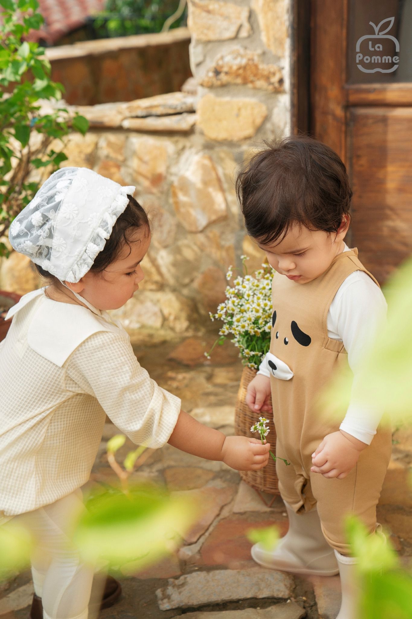  Set bộ yếm rời kèm áo dài tay La Pomme cún con tinh nghịch 