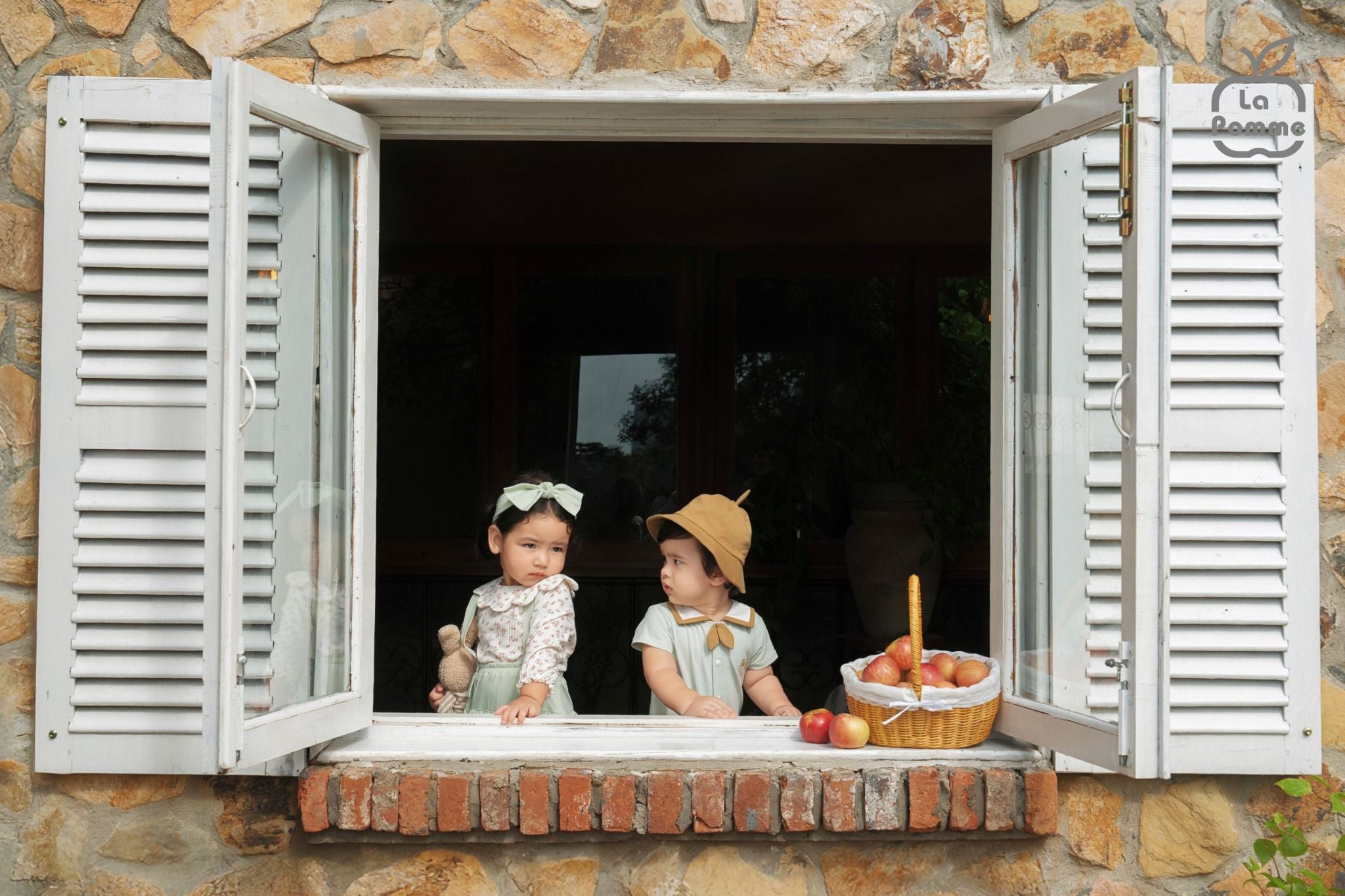  Set bộ yếm rời và áo dài tay La Pomme kèm phụ kiện quý cô cổ điển 