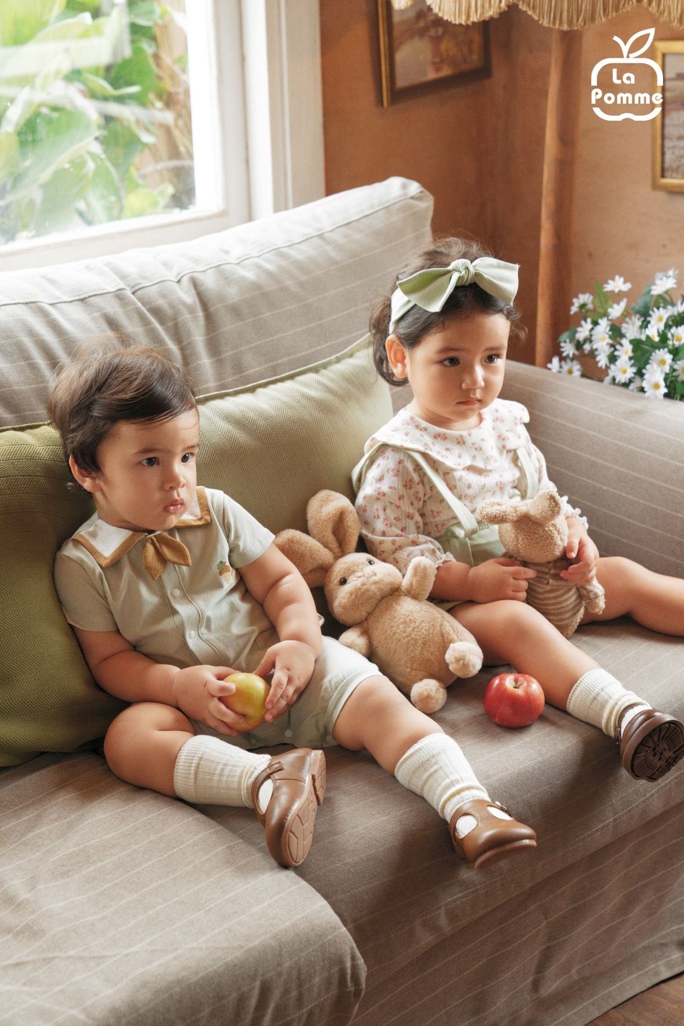  Set bộ yếm rời và áo dài tay La Pomme kèm phụ kiện quý cô cổ điển 