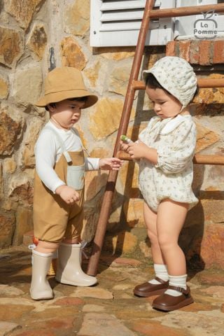  Set bộ yếm rời kèm áo dài tay La Pomme vườn nhỏ của bé 