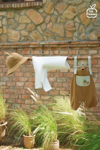  Set bộ yếm rời kèm áo dài tay La Pomme vườn nhỏ của bé 