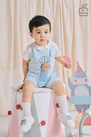  Set yếm và áo La Pomme bé gấu bông bay bổng 