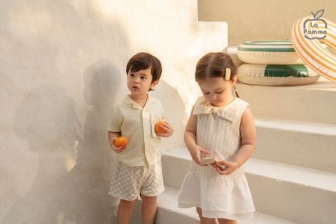  Đầm sát nách La Pomme dáng bồng tiệc trà chiều thanh lịch 