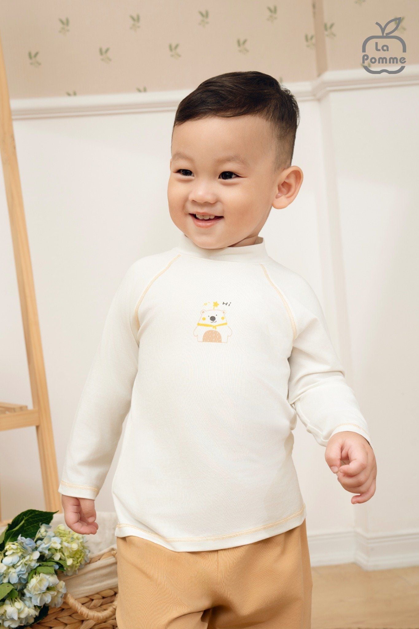  Áo cổ 3cm La Pomme giữ nhiệt bạn nhỏ vui nhộn 