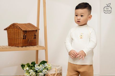  Áo cổ 3cm La Pomme giữ nhiệt bạn nhỏ vui nhộn 