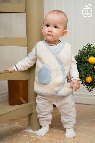  Áo gile La Pomme viền màu happy pola bear 