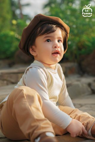  Áo gile La Pomme vạt bầu happy face 