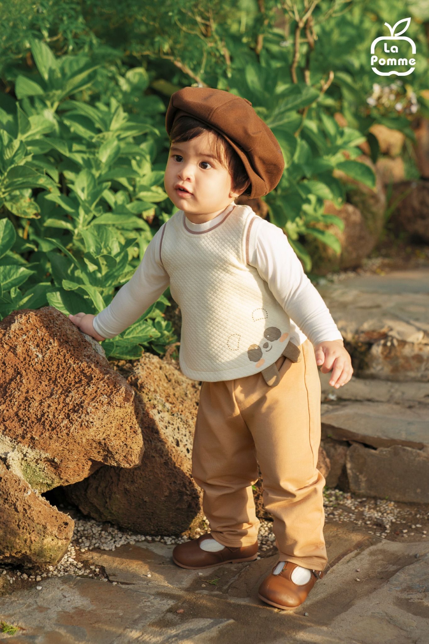  Áo gile La Pomme vạt bầu happy face 