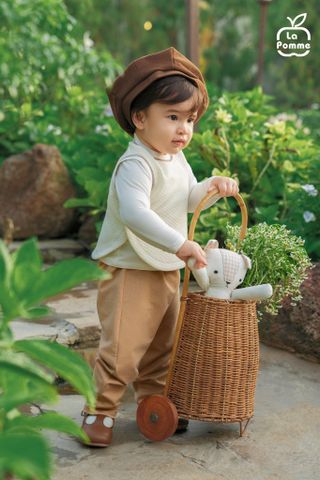  Áo gile La Pomme vạt bầu happy face 