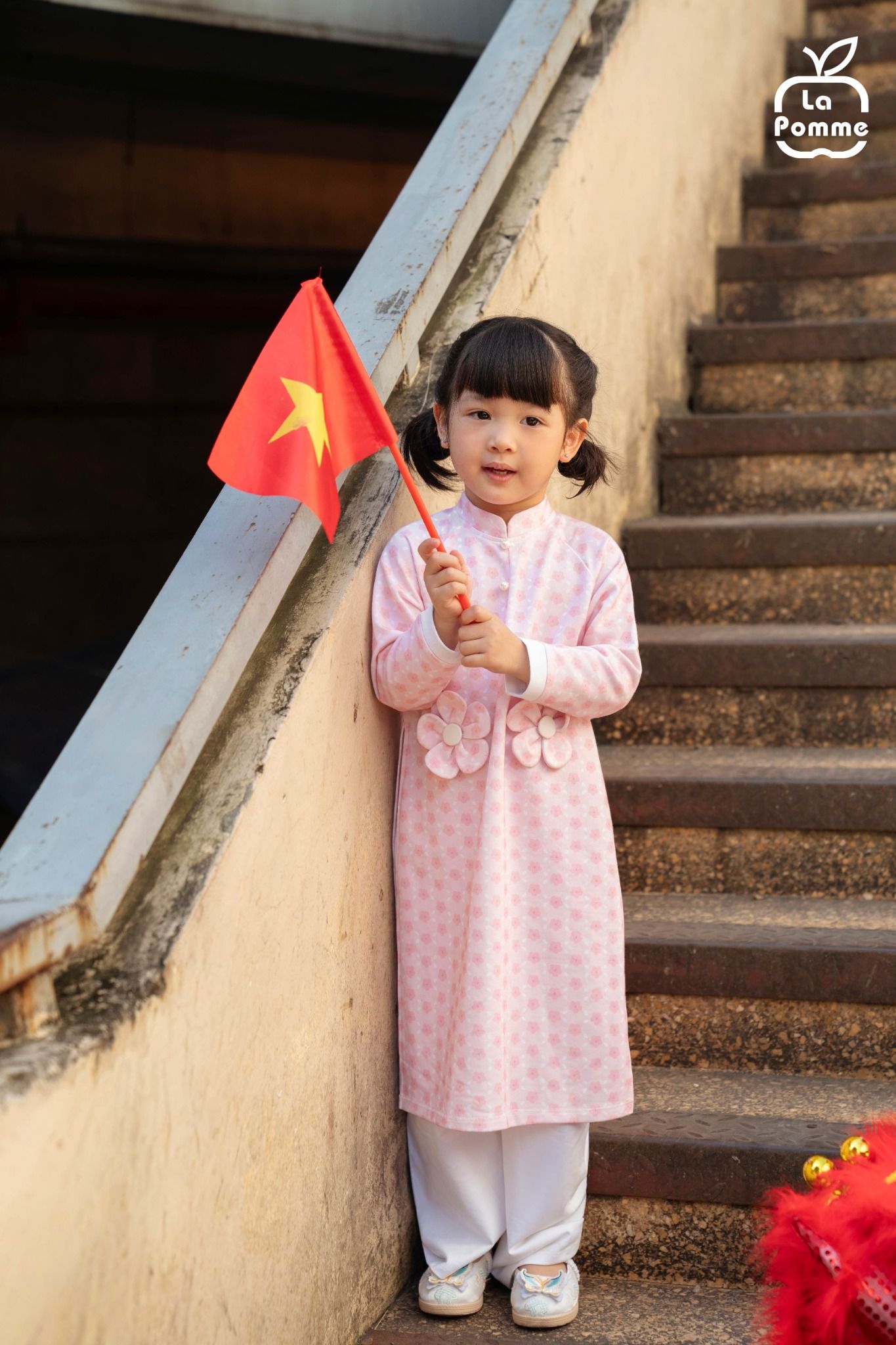  Bộ áo dài kèm khăn La Pomme nàng xuân nhí nhảnh 