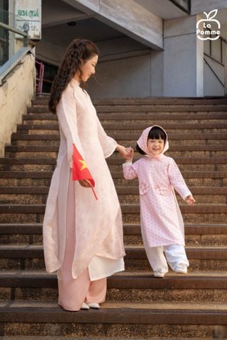  Bộ áo dài kèm khăn La Pomme nàng xuân nhí nhảnh 