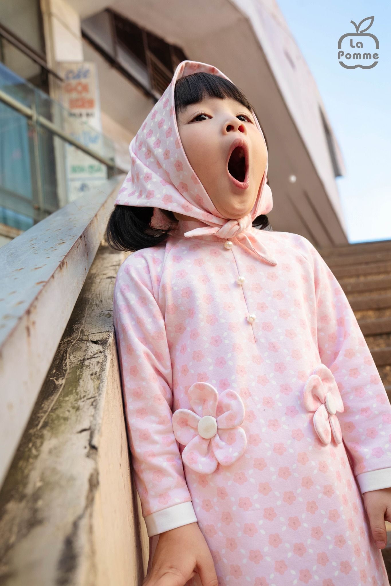  Bộ áo dài kèm khăn La Pomme nàng xuân nhí nhảnh 