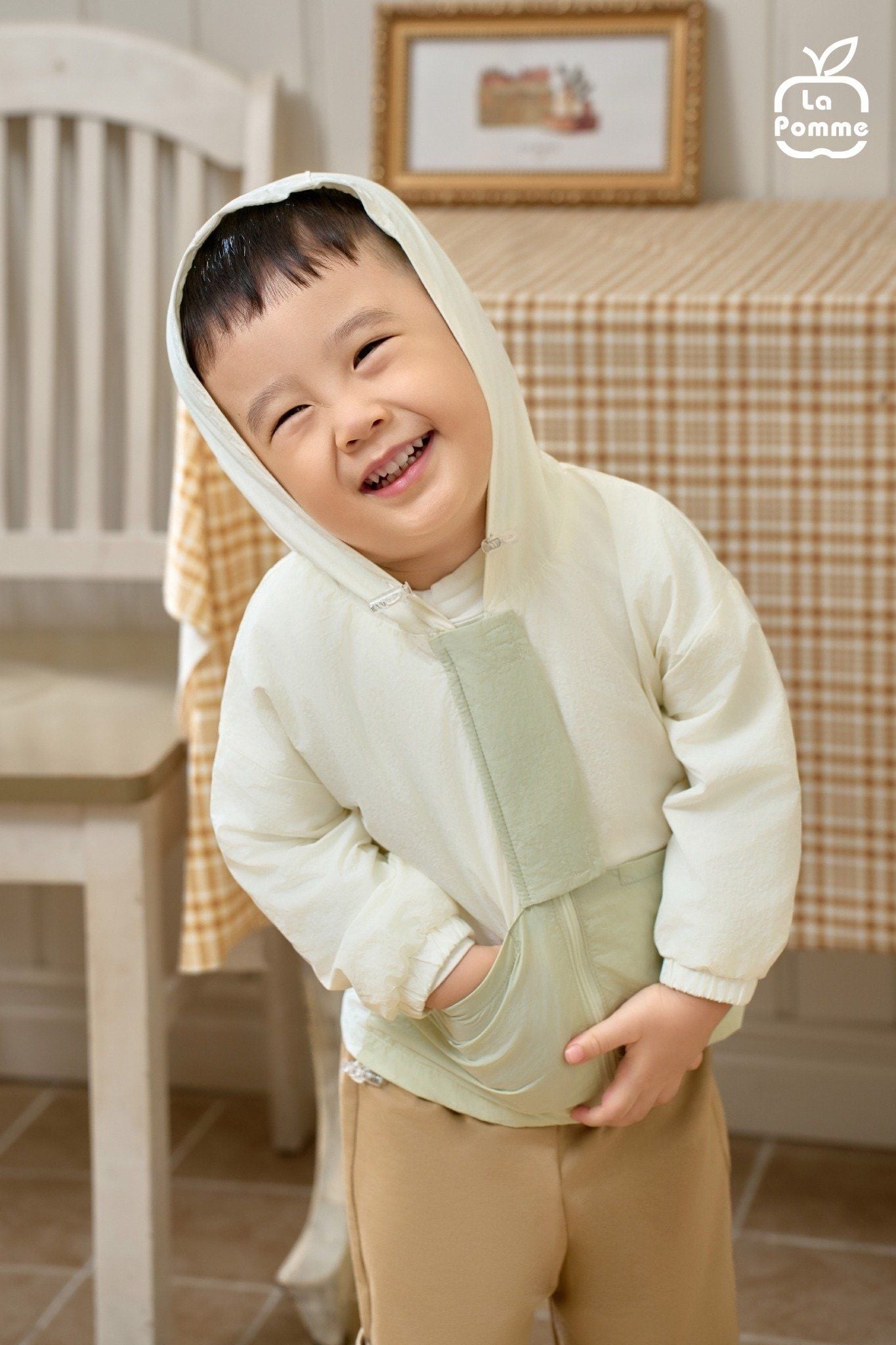  Áo khoác La Pomme phối màu happy everyday 