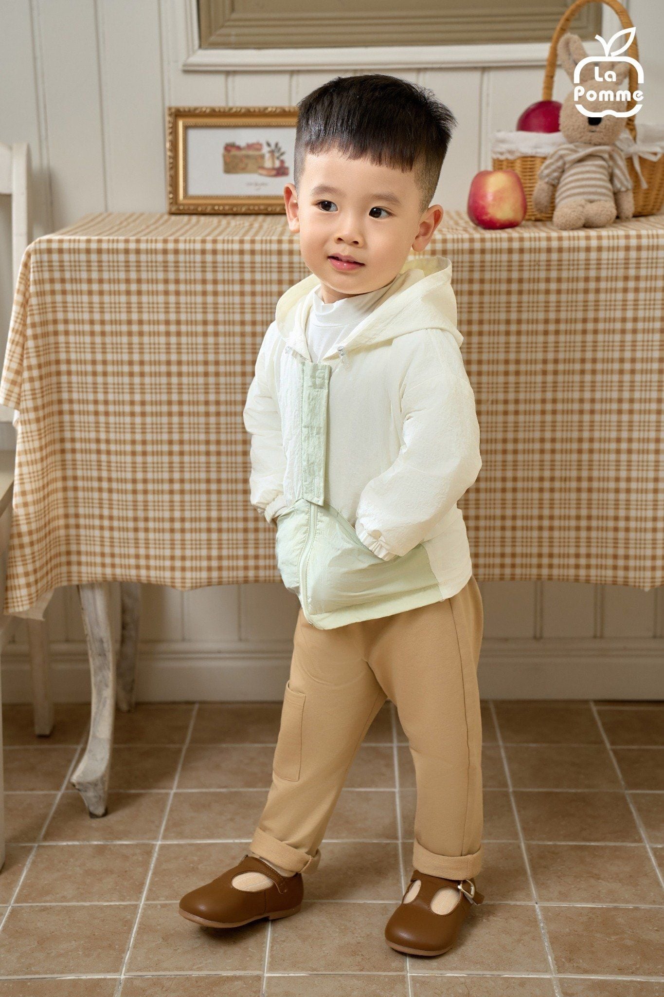  Áo khoác La Pomme phối màu happy everyday 