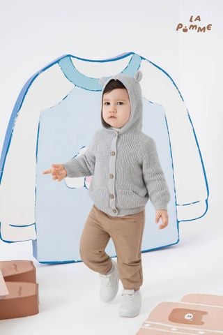 Áo khoác len La Pomme tai gấu nhỏ dễ thương 