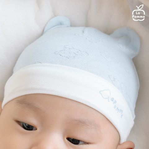  Mũ sơ sinh La Pomme dệt vân chìm gấu nhỏ 