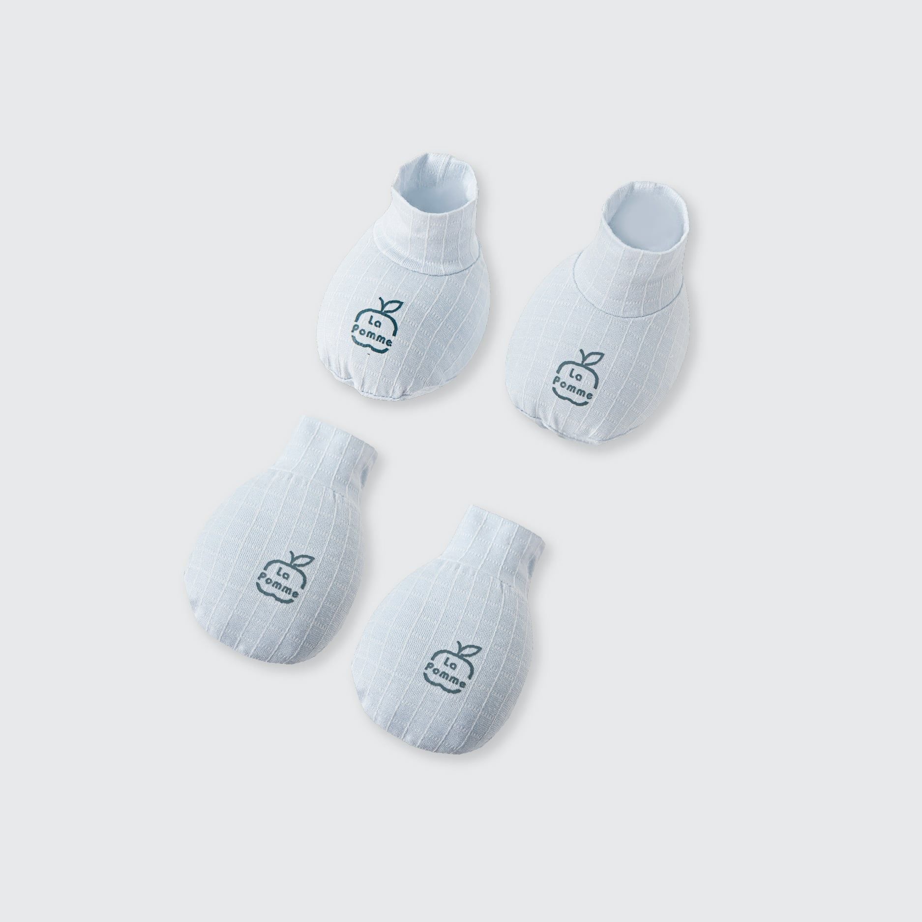  Set bao tay bao chân La Pomme gấu nhỏ yêu màu xanh 