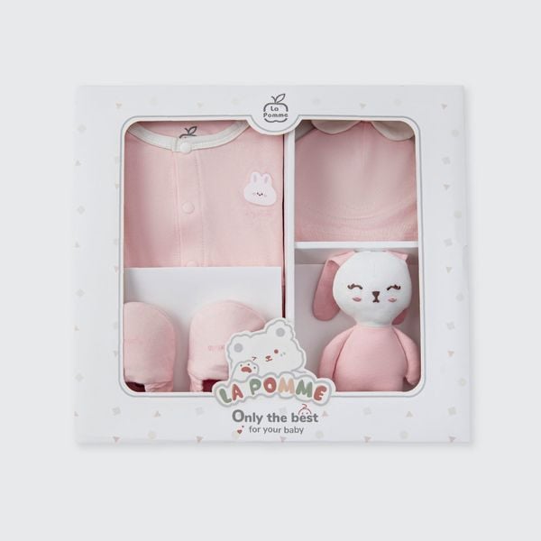  Set quà tặng sơ sinh La Pomme thỏ điệu - Bộ body liền 