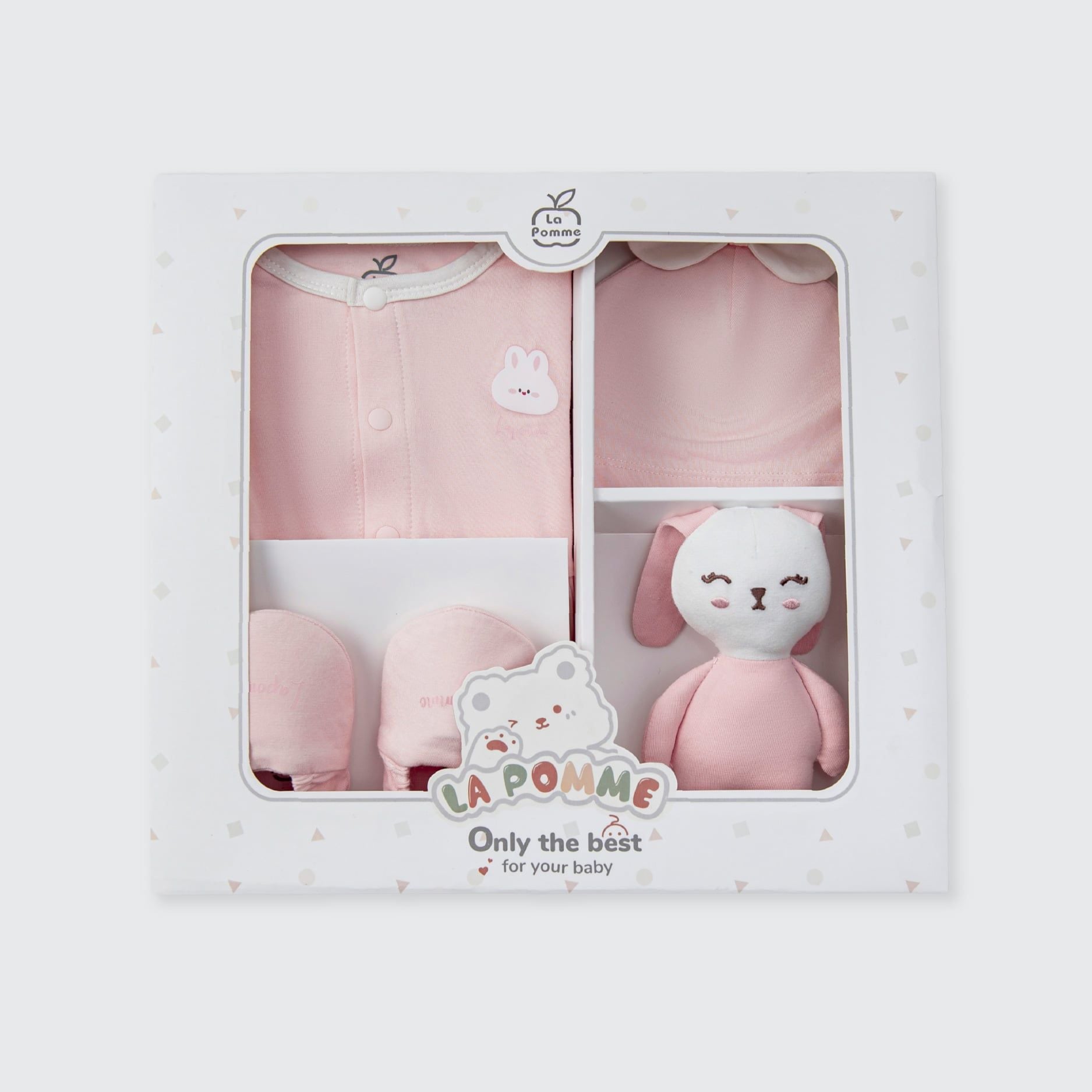  Set quà tặng sơ sinh La Pomme thỏ điệu - Bộ body liền 