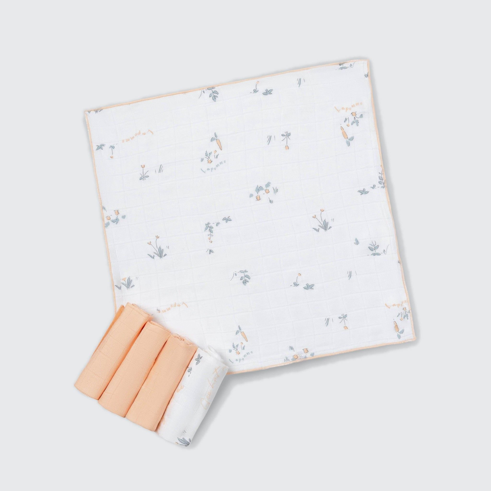  K001 Set 5 Khăn sữa sợi tre lụa La Pomme phối màu (30x30cm) - Vườn ươm hạnh phúc 