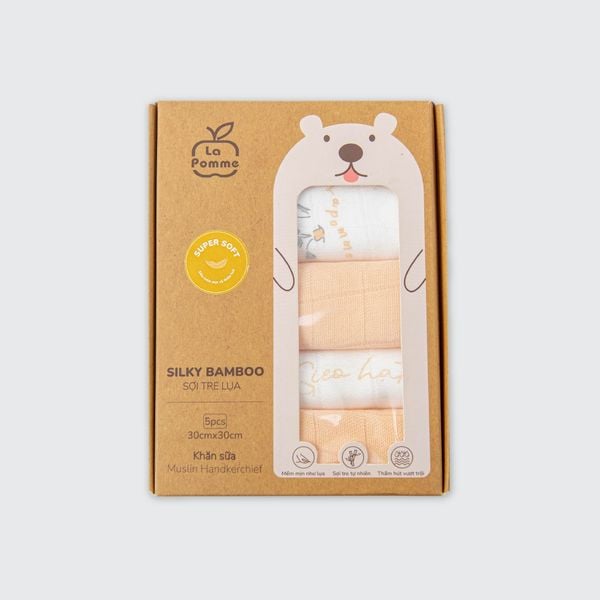  K001 Set 5 Khăn sữa sợi tre lụa La Pomme phối màu (30x30cm) - Vườn ươm hạnh phúc 