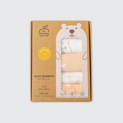  K001 Set 5 Khăn sữa sợi tre lụa La Pomme phối màu (30x30cm) - Vườn ươm hạnh phúc 