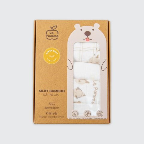  K001 Set 5 Khăn sữa sợi tre lụa La Pomme phối màu (30x30cm) - Vườn ươm hạnh phúc 