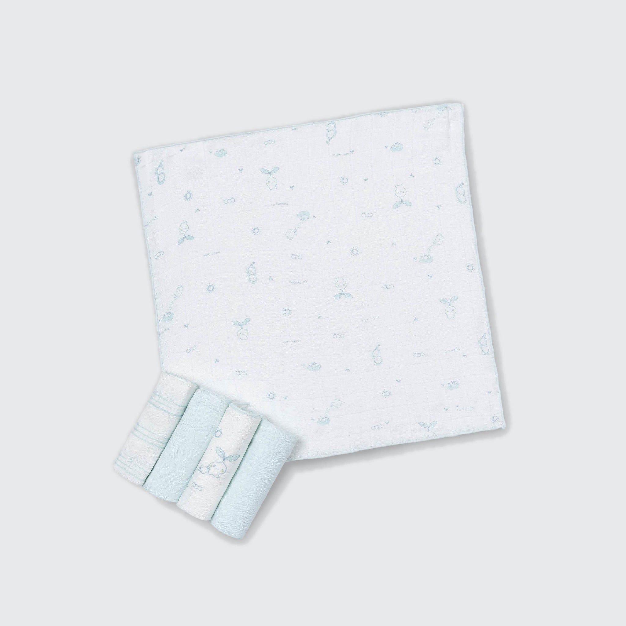  K001 Set 5 Khăn sữa sợi tre lụa La Pomme phối màu (30x30cm) - Vườn ươm hạnh phúc 