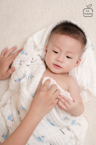  Khăn đa năng Xô Muslin 6 Lớp La Pomme họa tiết (100x100cm) 