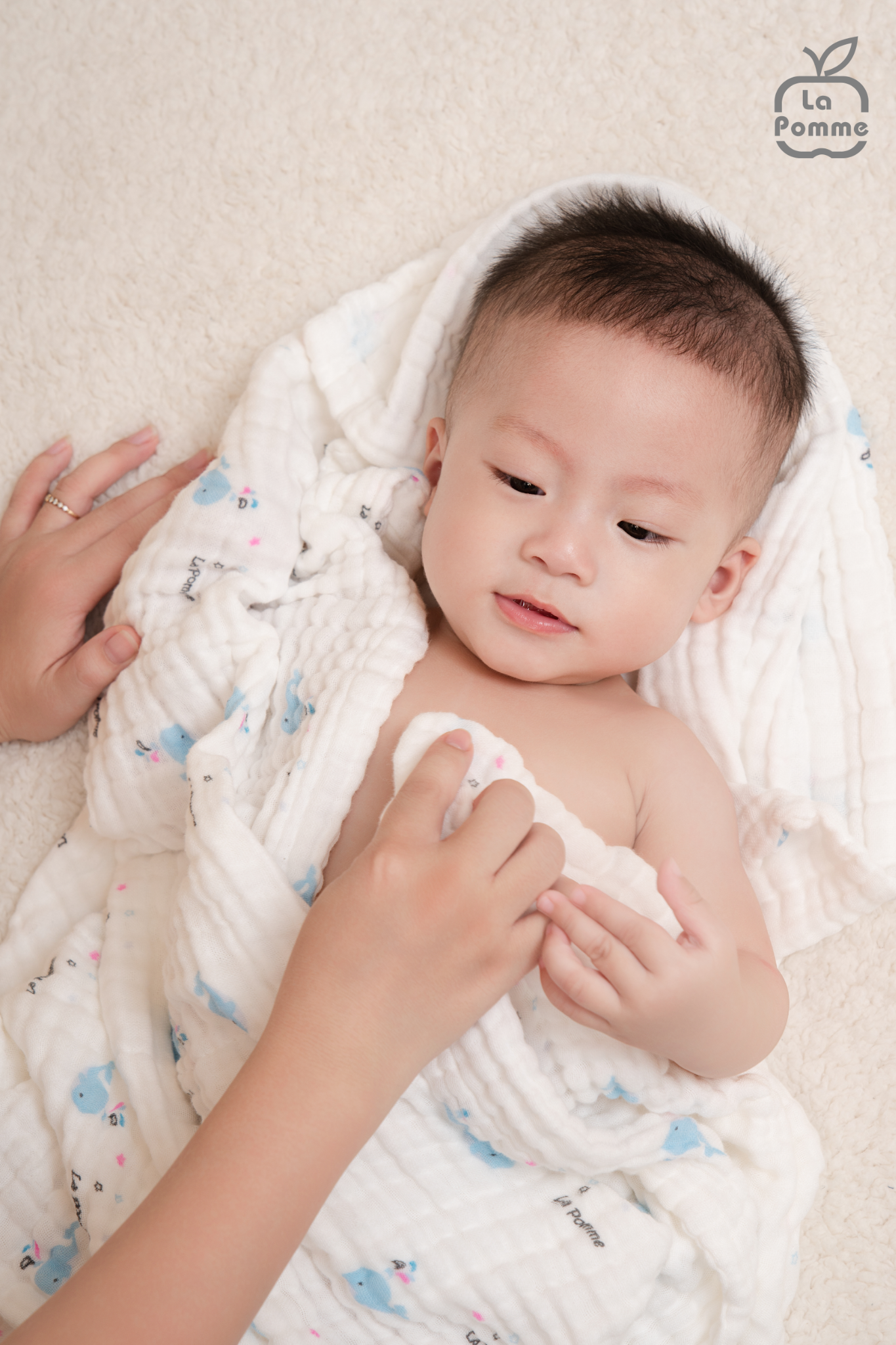  Khăn đa năng Xô Muslin 6 Lớp La Pomme họa tiết (100x100cm) 