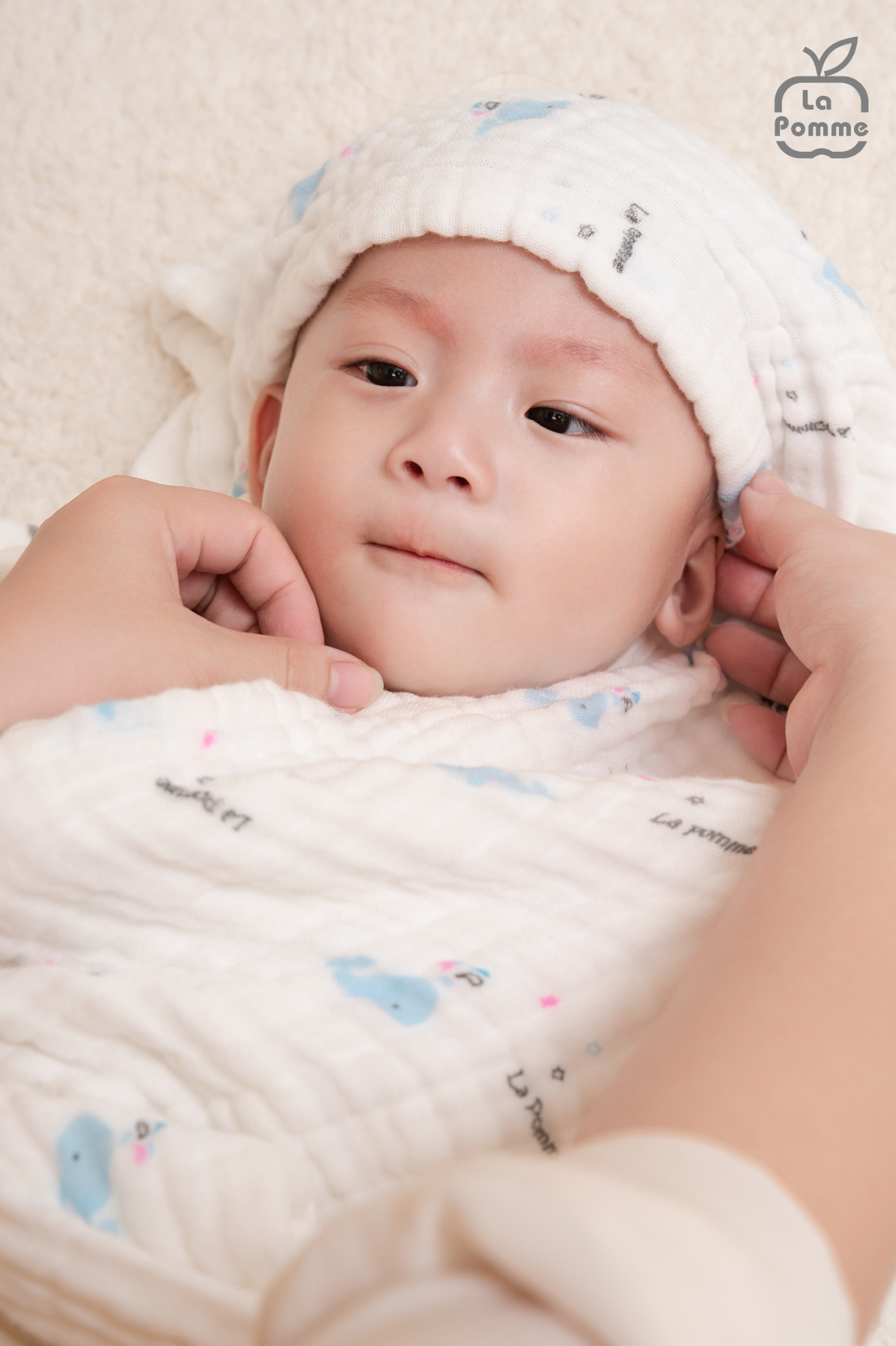  Khăn đa năng Xô Muslin 6 Lớp La Pomme họa tiết (100x100cm) 