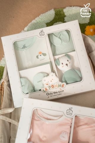  Set quà tặng sơ sinh La Pomme thỏ điệu - Bộ body liền 