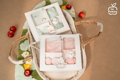  Set quà tặng sơ sinh La Pomme thỏ điệu - Bộ body liền 