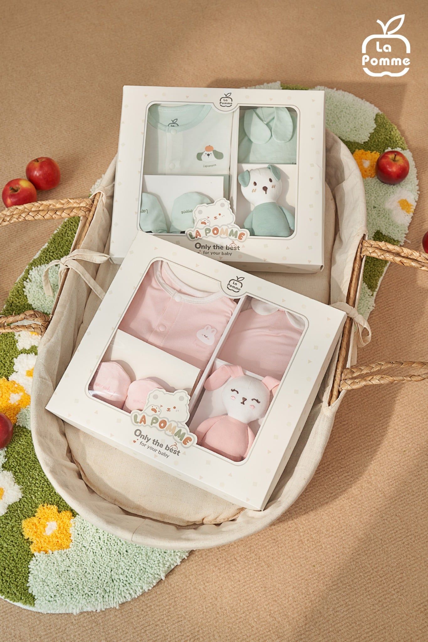  Set quà tặng sơ sinh La Pomme thỏ điệu - Bộ body liền 