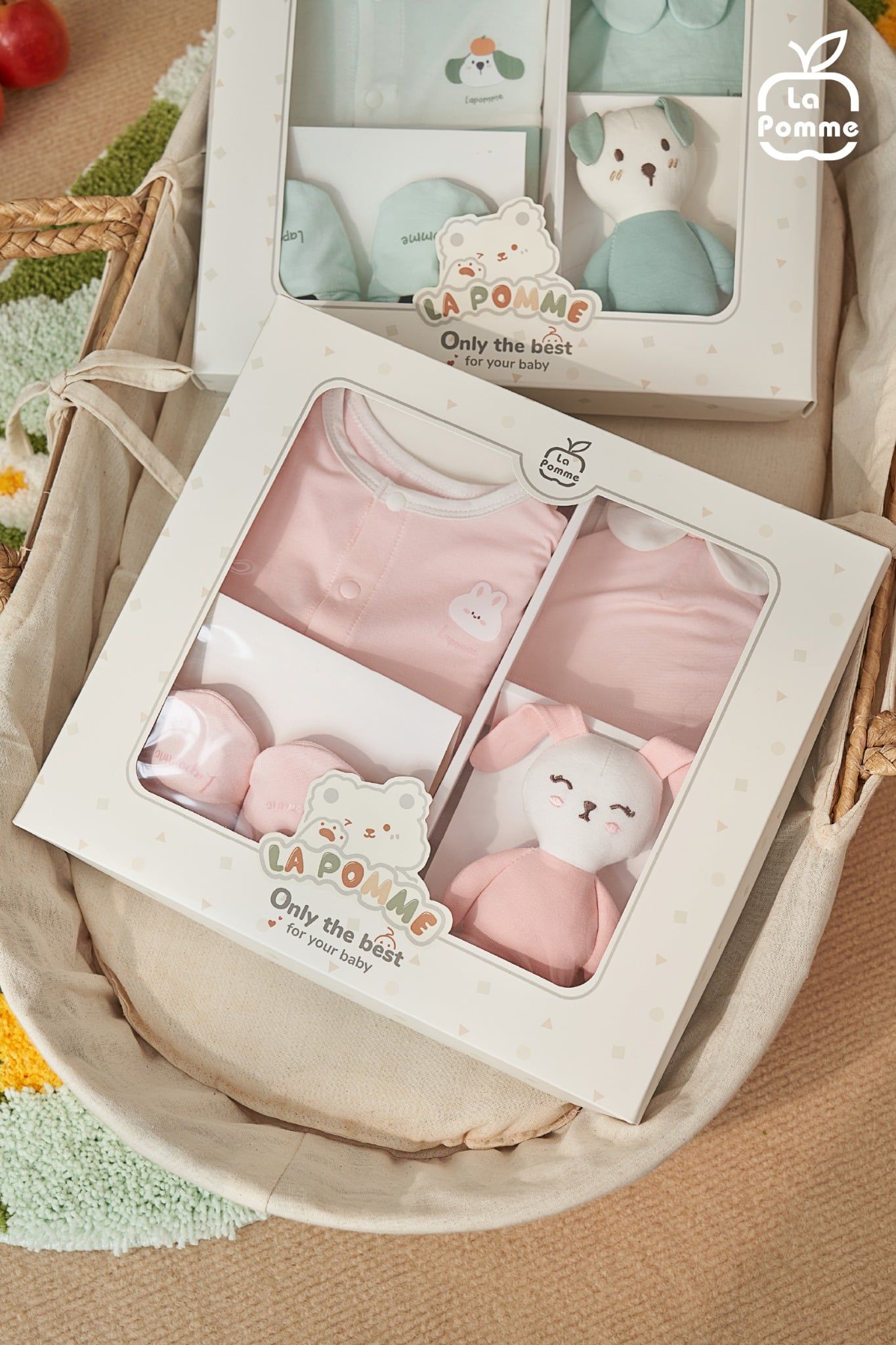  Set quà tặng sơ sinh La Pomme thỏ điệu - Bộ body liền 