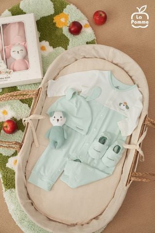  Set quà tặng sơ sinh La Pomme cún yêu - Bộ body liền 