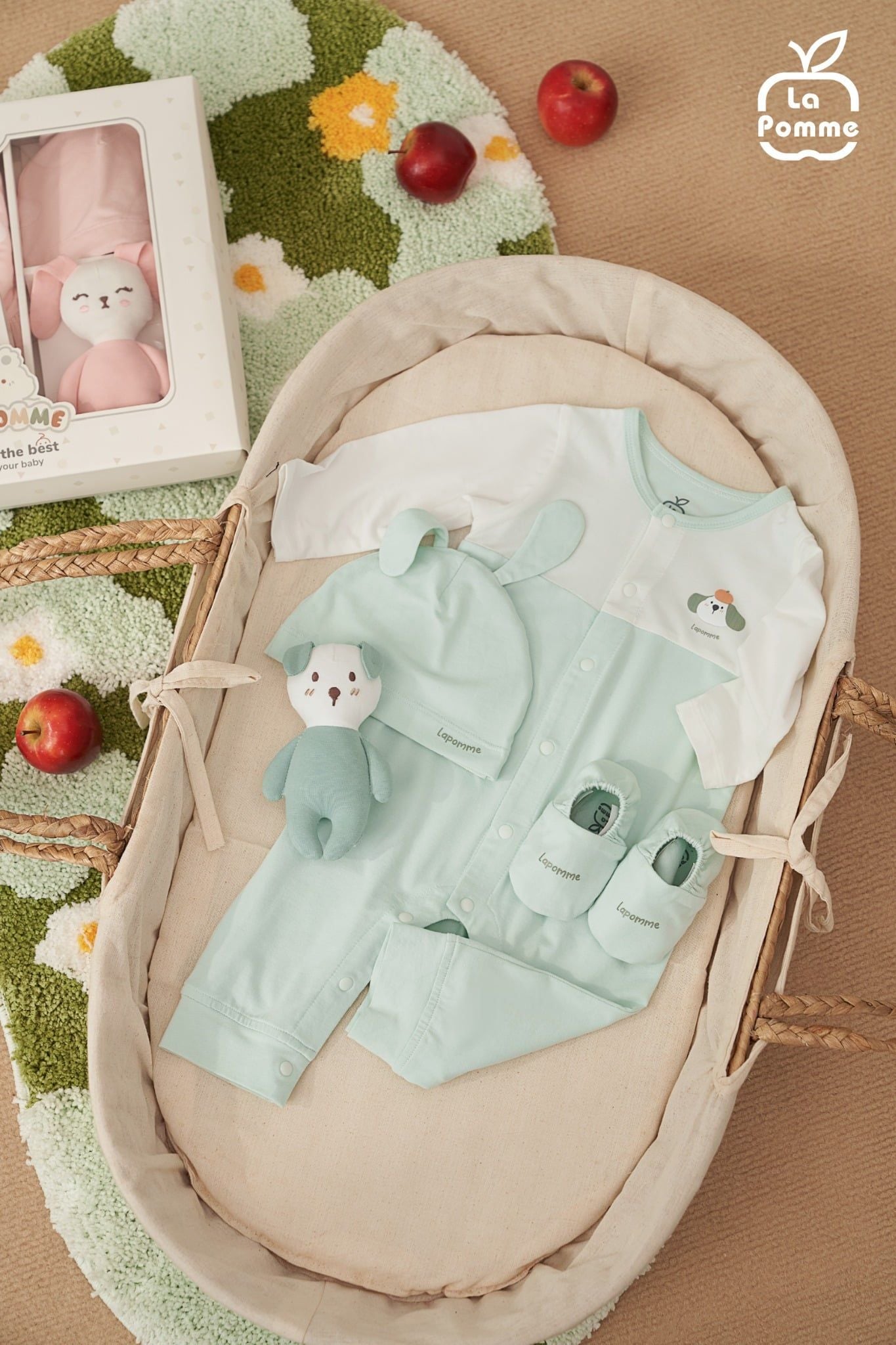  Set quà tặng sơ sinh La Pomme cún yêu - Bộ body liền 