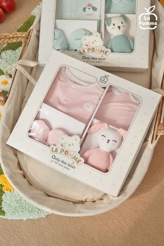  Set quà tặng sơ sinh La Pomme cún yêu - Bộ body liền 