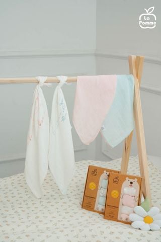  K001 Set 5 Khăn sữa sợi tre lụa La Pomme phối màu (30x30cm) - Vườn ươm hạnh phúc 