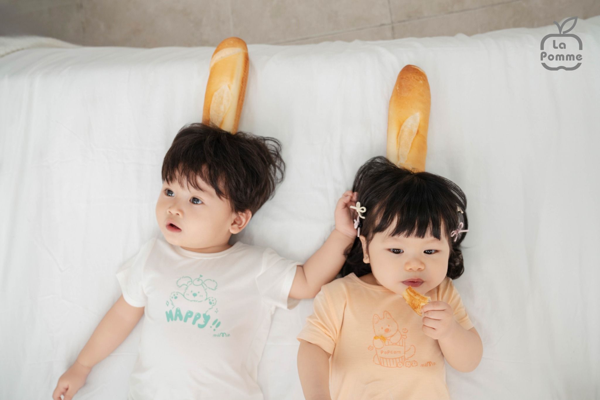  Bộ cộc tay Mềm Mịn by La Pomme phối sắc màu 