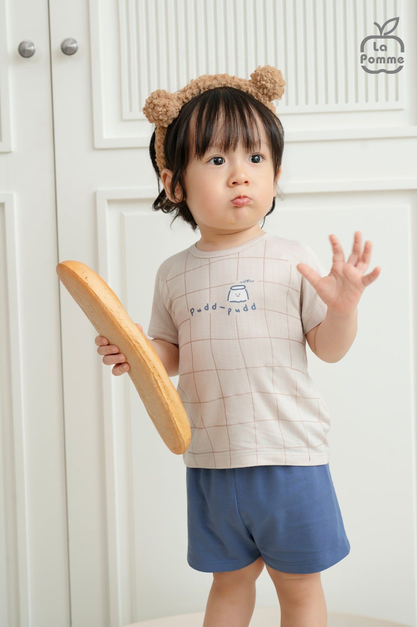 Bộ cộc tay Mềm Mịn by La Pomme vải phối họa tiết cá tính 