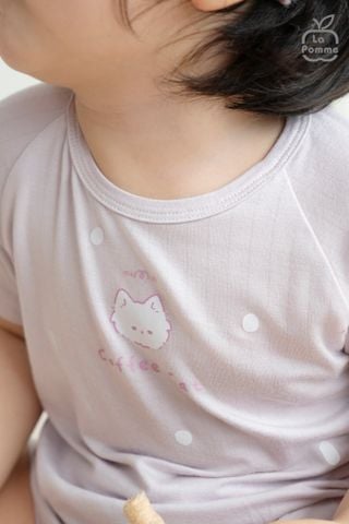  Bộ cộc tay Mềm Mịn by La Pomme vải phối họa tiết cá tính 